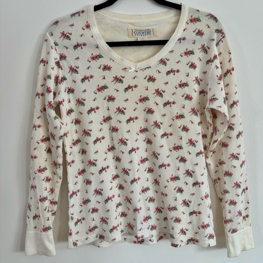 Victoria’s Secret Country Authentic | Vintage VS floral waffle knit thermal top